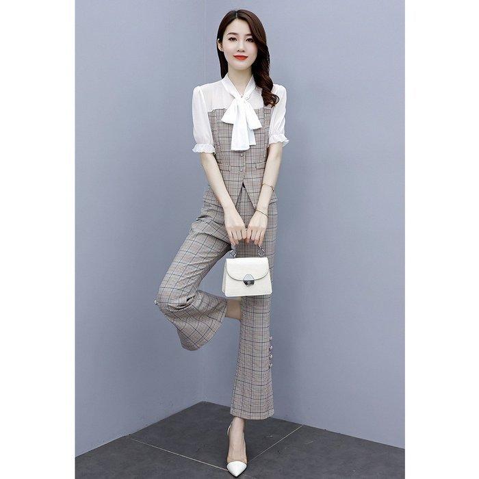 セットアップ レディース 春夏 半袖ブラウス ロング丈パンツ チェック柄 上下セット オシャレセットアップ お洒落 通勤セットアップ 30代 40代 格安販売中