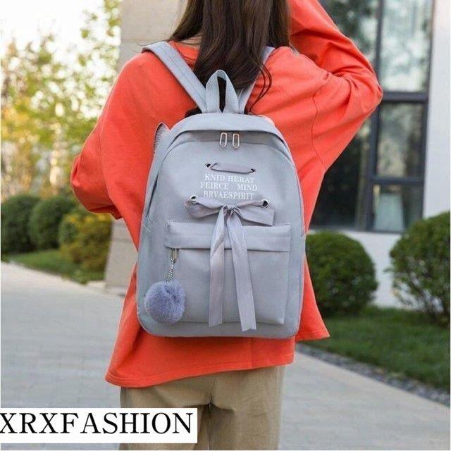 可愛いマスコット付き バックパック レッド 赤 韓国ファッション 爆安 韓国ファッション