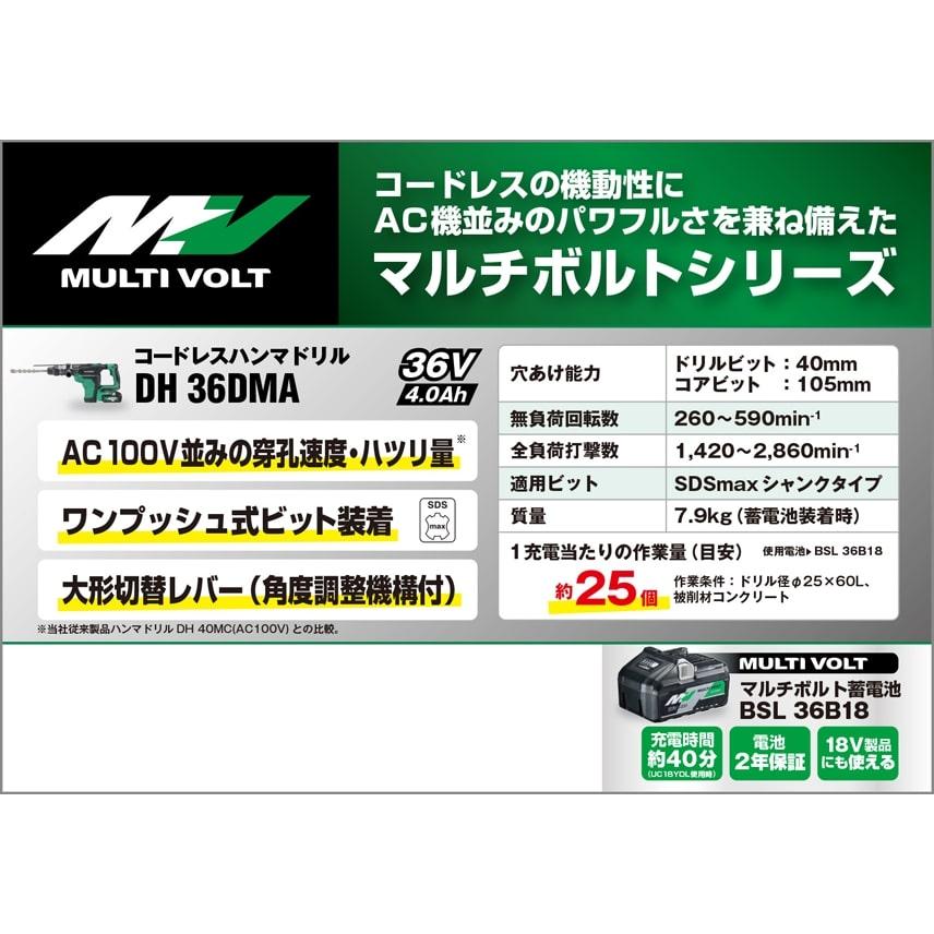 36VコードレスハンマドリルSDS-MAX DH36DMA(2WP) ハイコーキ 旧
