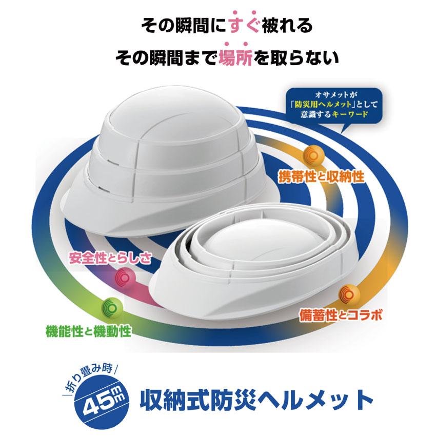 【未使用品】収納型防災ヘルメット オサメット 3個 IPIC SONAE 防災用 ヘルメット オサメット OSAMET ホワイト 大人用