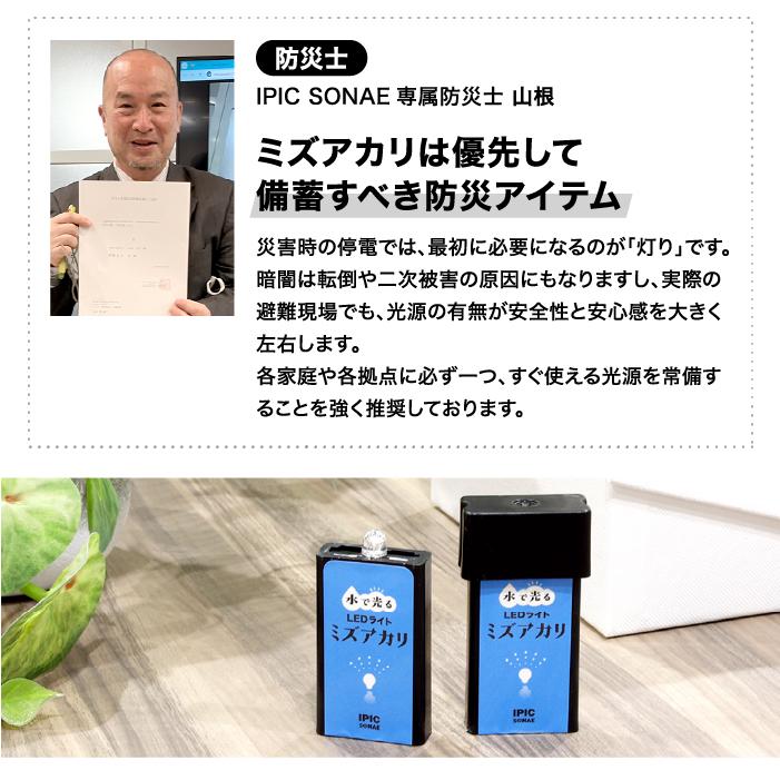IPIC SONAE 水で光るLEDライト ミズアカリ プレミアム スイッチ ON/OFF