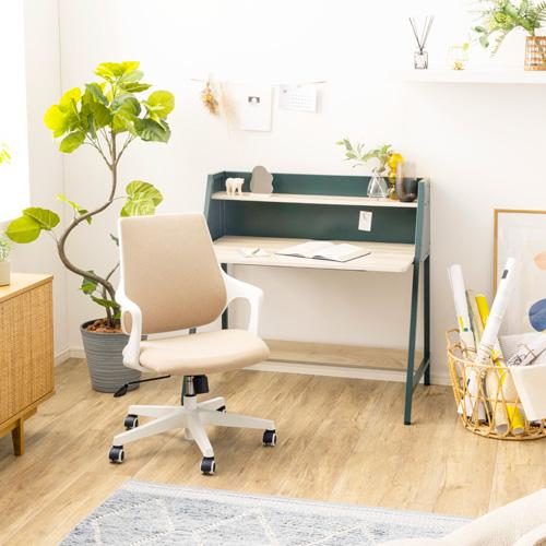 関家具 ライナデスク 棚付W1000 フォレストグリーン / ライトグレー