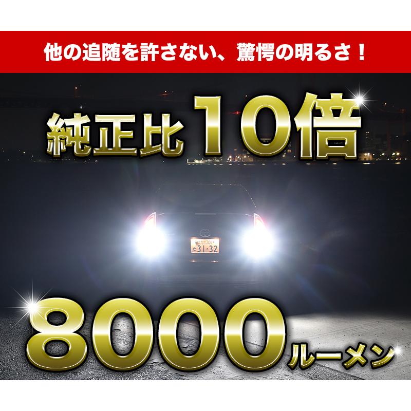LED バックランプ T20 S25 爆光 実測値 8000ルーメン ホワイト 純正比