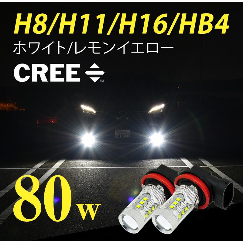 LED フォグランプ H8 H11 H16 HB4 CREE 80W LEDフォグ 白 ホワイト