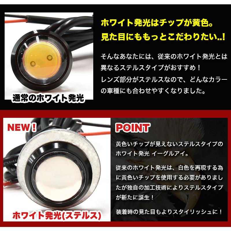 LED スポットライト 23mm イーグルアイ 薄型 デイライト ホワイト/ブルー/レッド/アンバー ハイパワー1.5W ボルト型 防水 2個セット 送料無料｜parts-com｜06