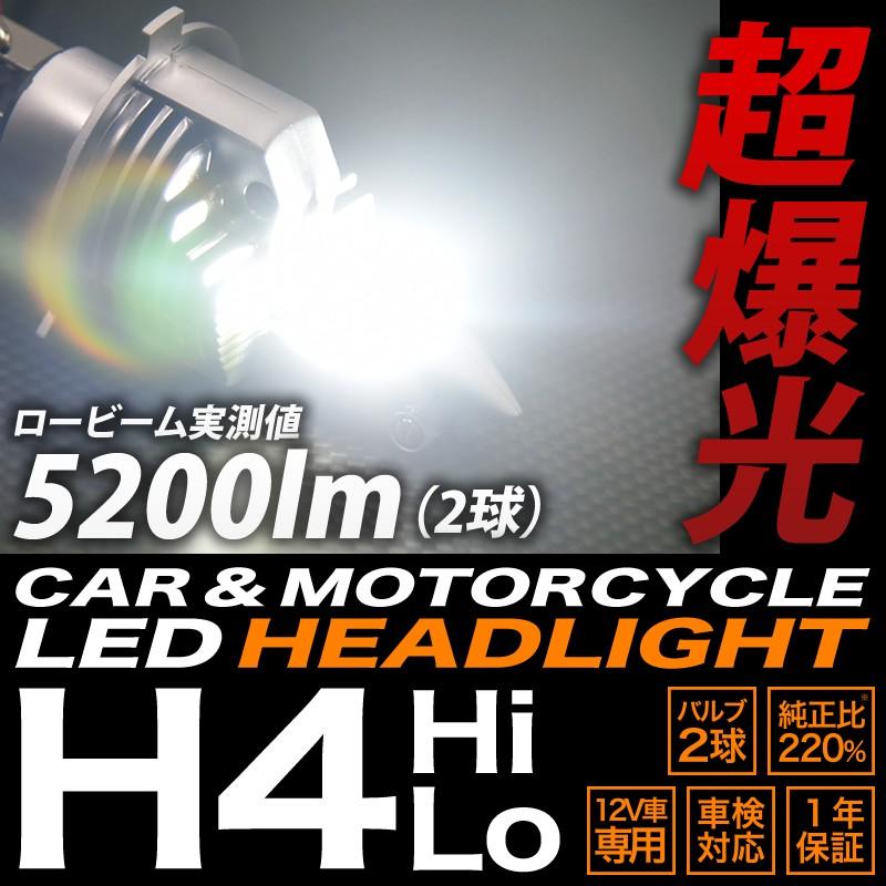 H4 LED ヘッドライト 実測値 5200lm Hi Lo 抜群の配光 HIDを超える明るさ オールインワン 車検対応 1年保証 送料無料｜parts-com｜04