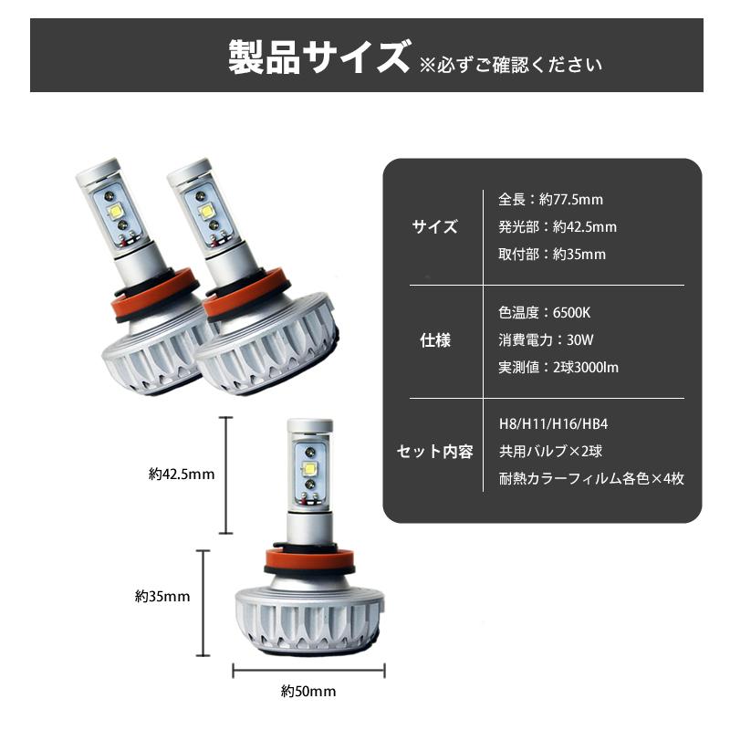 LEDフォグランプ H8 / H11 / H16 /HB4 3000ルーメン イエローフォグ カラー 耐熱フィルム 色温度変更｜parts-com｜11