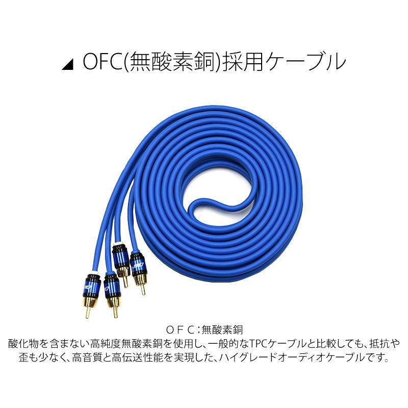 RCAケーブル オーディオ 5m OFC採用 無酸素銅 オス端子 カーナビ