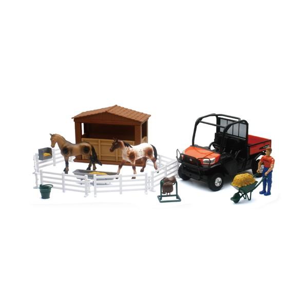 ある 並行輸入品】 Barn and Horses/ Scale - 1:18 New Ray Toys NRT Farm