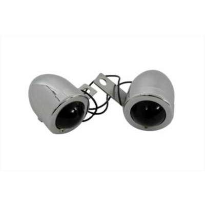 【互換品】 33-0145 クローム バレット マーカー ランプ セット (レッド レンズ付き) 取寄せ Vツイン Chrome Bullet Marker Lamp_1