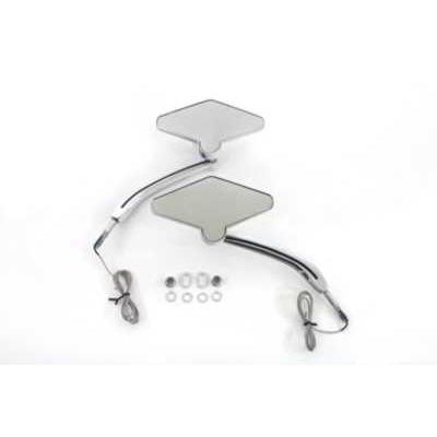 【互換品】 34-1353 ビレットステム付きダイヤモンドシェイプミラーセット 取寄せ Vツイン Diamond Shape Mirror Set with Bille_1