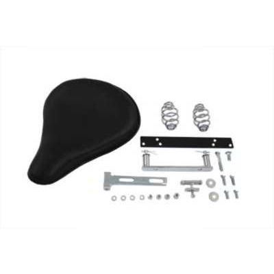 【並行輸入品】 47-0135 ブラックレザーソロシートとマウントキット 取寄せ Vツイン Black Leather Solo Seat and Mount Kit (検