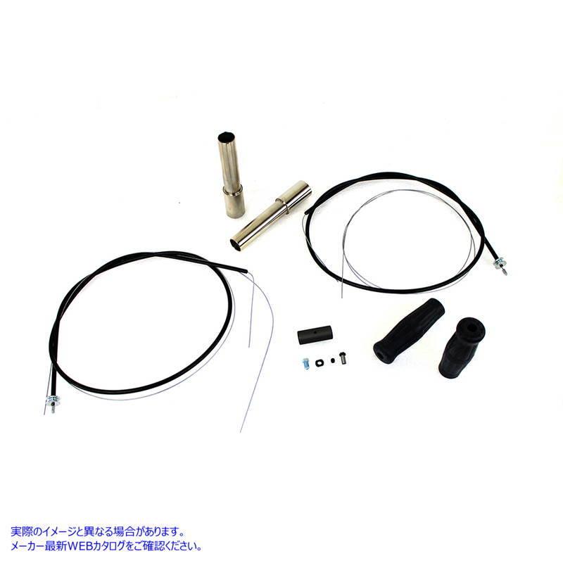 【互換品】 49-0674 スロットルおよびスパークケーブルスパイラルキットニッケルメッキ 取寄せ Vツイン Throttle and Spark Cabl_2