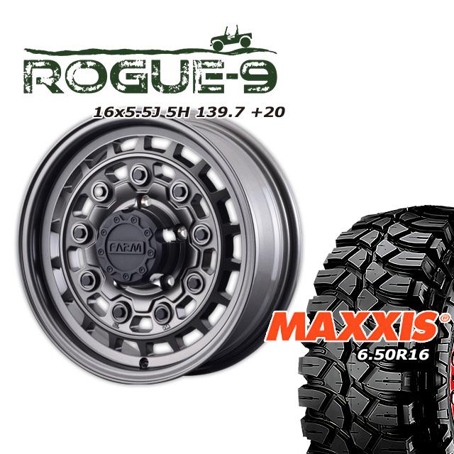 FARM ROGUE-9 マットガンメタリック 16×5.5J/5H +20 マキシス クリーピークローラー 6.50/R16 4本セット ...