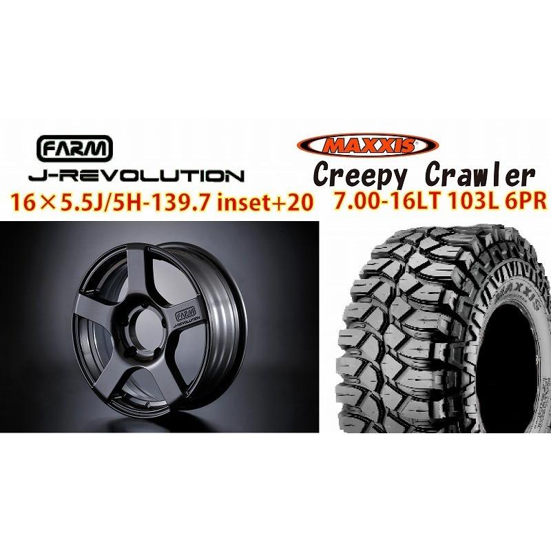 FARM J-REVOLUTION ガンメタ 16×5.5J/5H -25 CREEPYCRAWLER 7.00 4本