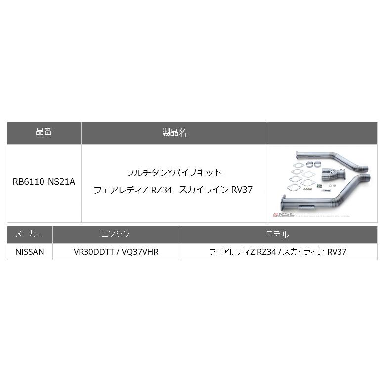 ●リアルスピードエンジニアリング R.S.E フルチタンYパイプキット 日産 フェアレディZ-RZ34/スカイラインRV37・VR30DDTT/VQ37VHR・RB6110-NS21A｜parts-mall｜07