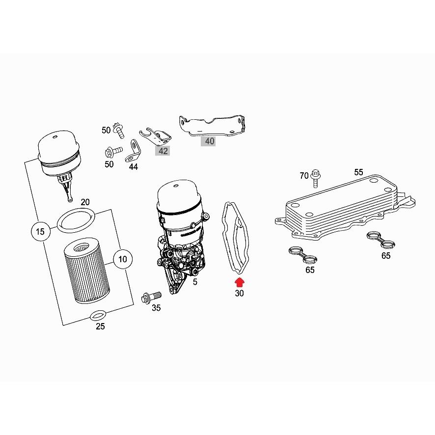 ベンツ純正品 OM642用 オイルフィルターハウジングシール（A6421840080） 6421840080GPartsMeister