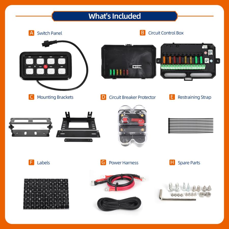 汎用 12V / 24V 電子リレー 8連 スイッチ ボックス 車内 電源