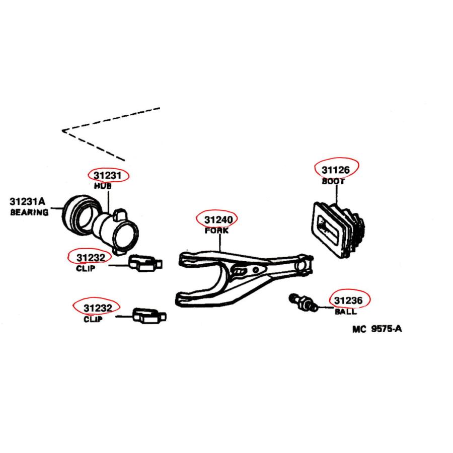 純正品　レビン（ＡＥ８６）　クラッチレリーズフォーク６点セット｜parts-ranger