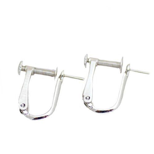 【1ペア】イヤリング金具シルバー925 ネジバネ直結 パール用 人気 シルバー 真珠 ネジバネ 直結 816011パーツステーション