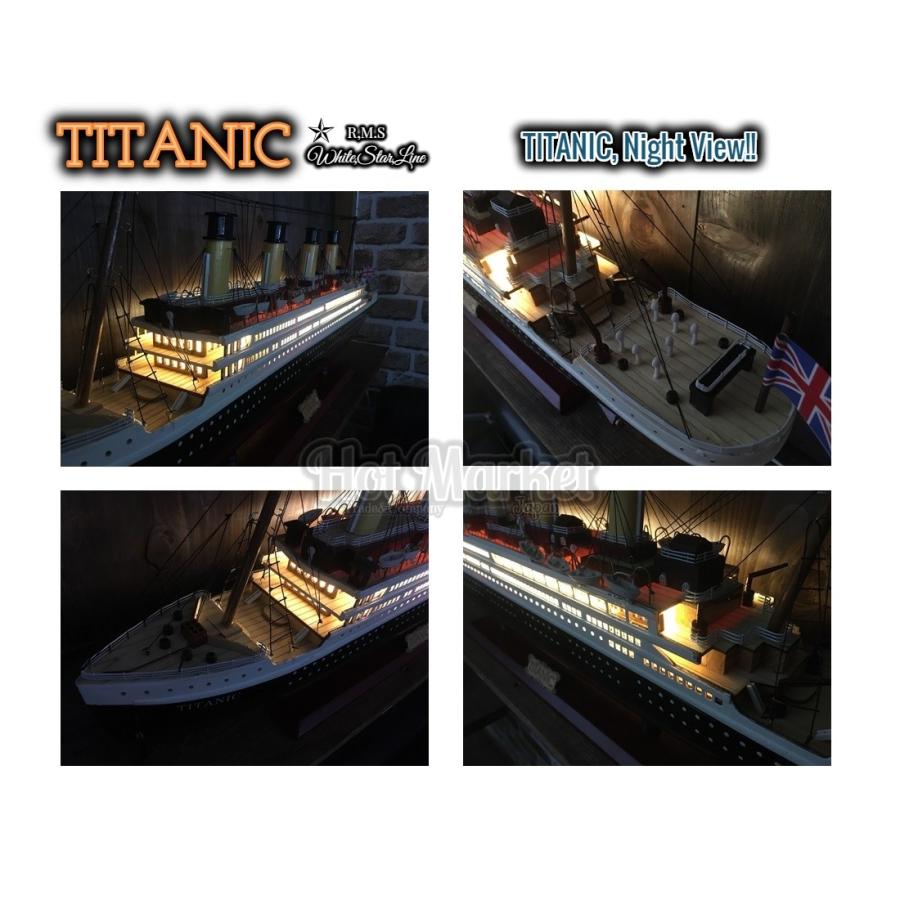 特大　80cm  完成済み 木製模型 TITANIC タイタニック号 豪華客船 LED照明付き 1/340 木造船　ジオラマ　タイタニック｜parts758｜05