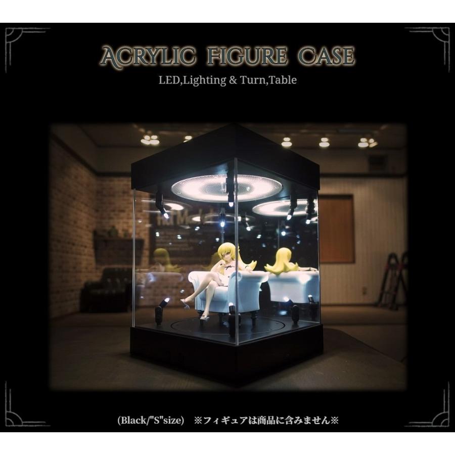 ジオラマケース (フィギュア1体付き) LED ターンテーブル内蔵 アクリルフィギュアケース ＊Black＊ マルチ