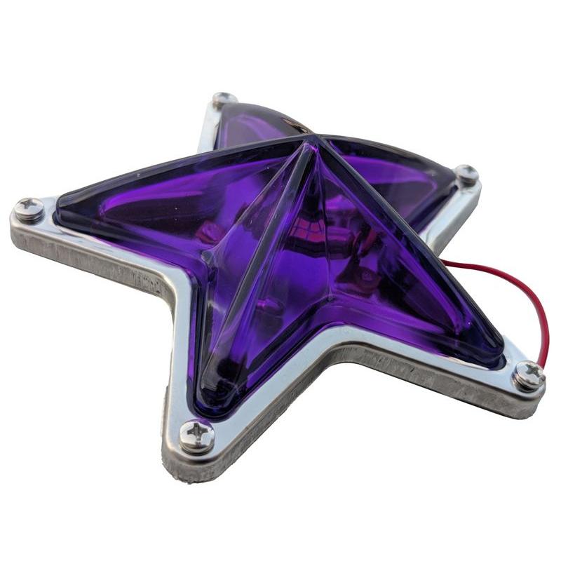 星型汎用レトロガラスLEDマーカーパープル紫色電装電飾装飾直径約144mm