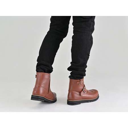 DAYTONA デイトナ　エンジニアブーツ ワーク　ブラウン レザー　本革 17139 エンジニアブーツ ダークブラウン 牛革 シフトパッド内蔵 サイド