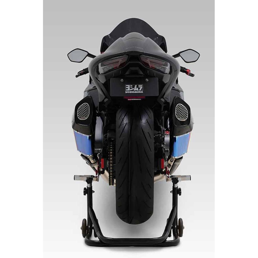 ヨシムラ Hayabusa(21-24) 機械類曲 R-11Sq R チタン低気圧 2本出し その向き証明 TTB チタンブルーカバー 110-592-A16G1