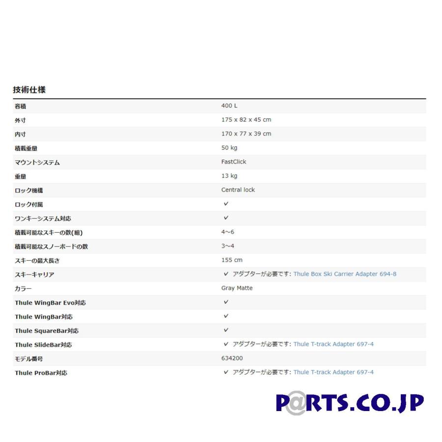 Thule (スーリー) Touring M（200）チタンエアロスキン TH6342 ルーフ