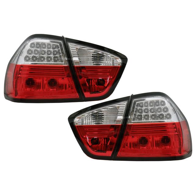 LED テール ランプ クローム インナー レッド＆クリスタル レンズ 05-08 BMW E90 3シリーズ 4ドア 商品レビュー投稿で保証6ヶ月延長