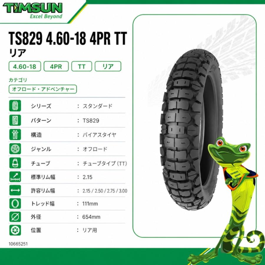 TIMSUN(ティムソン) TS829 4.60-18 4PR TT リア TS-829 バイク タイヤ