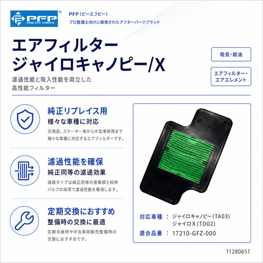 PFP エアフィルター ホンダ ジャイロキャノピー ジャイロX 17210-GFZ