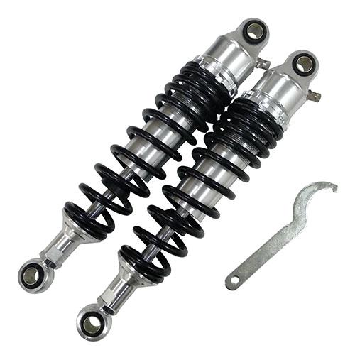 Optimum サスペンション 320mm 上下12mm穴径 Optimum リアショック 320mm シルバー/ブラック バイク : パーツ