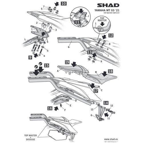 SHAD(シャッド) トップマスターフィッティングキット MT-03(20-25) バイク ステーの画像