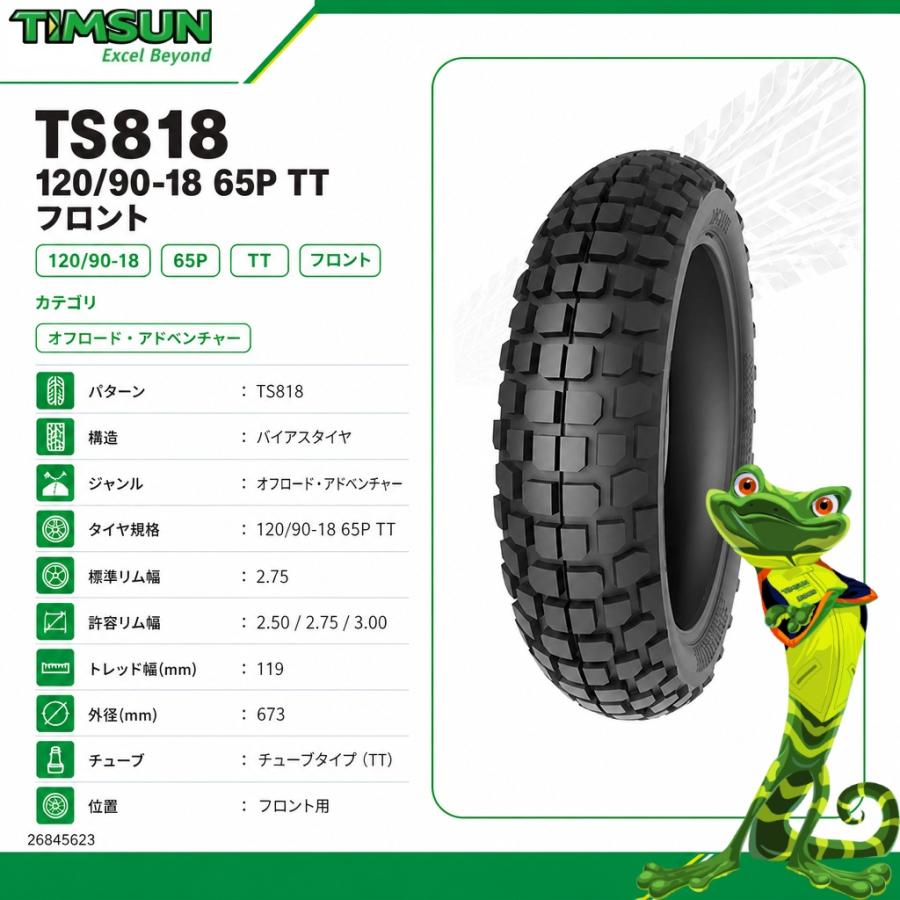 TIMSUN(ティムソン) TS818 120/90-18 65P TT フロント TS-818 バイク