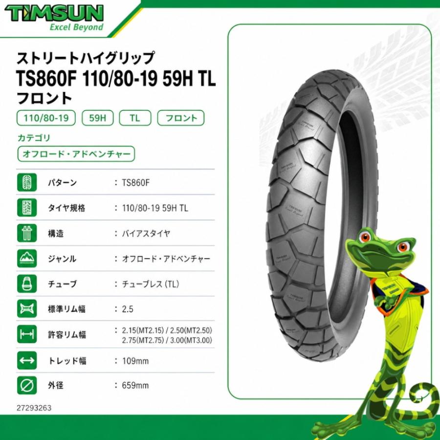 TIMSUN(ティムソン) ストリートハイグリップ TS860F 110/80-19 59H TL