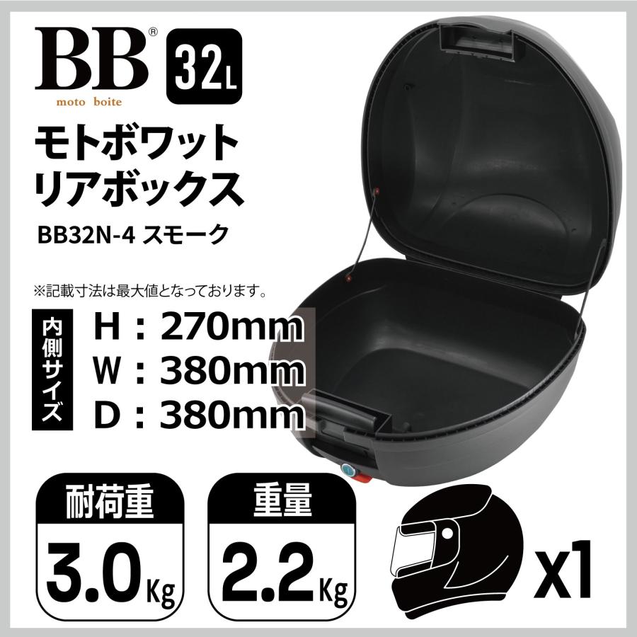 モトボワットBB バイク リアボックス 32L スモーク トップケース