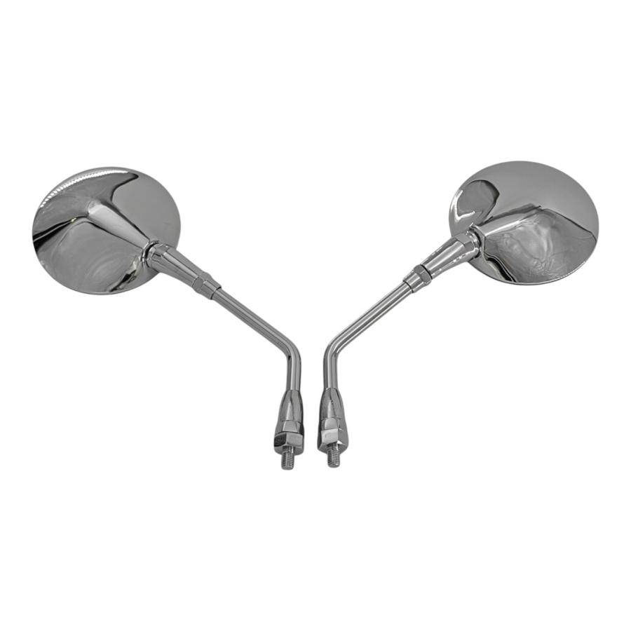 MIRAX バイク ミラー 丸型ミラー 左右セット 10mm 正ネジ メッキ 原付