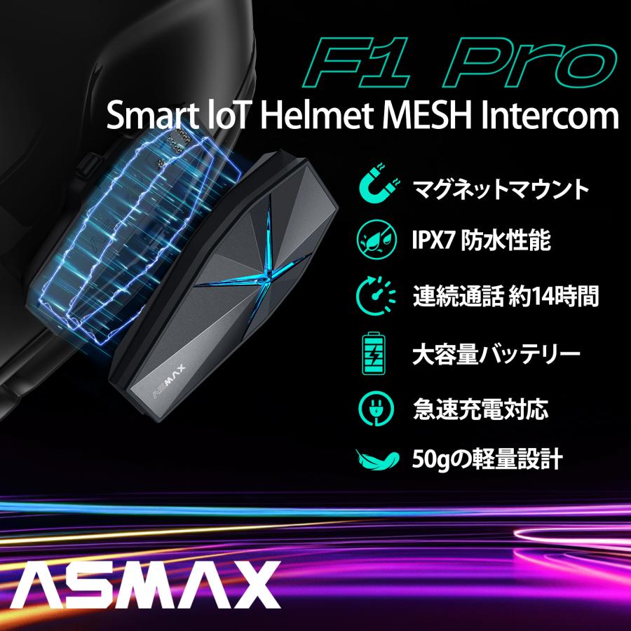 ASMAX 【セット品】F1 Pro インカム ステラーグレー+シャイニーグレー