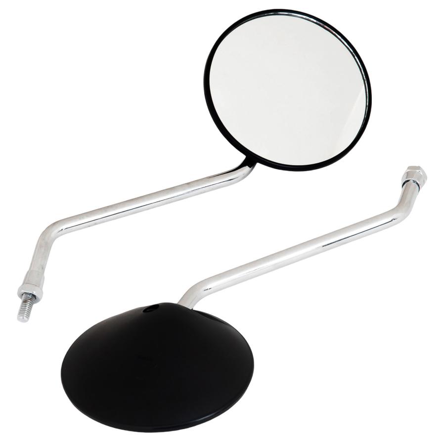 エナジープライス バイク ミラー 黒丸 メッキステー 左右セット 8mm 正