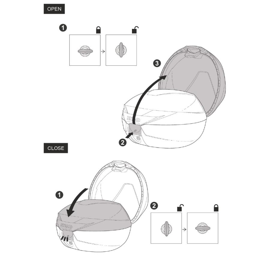 SHAD（シャッド） バイク トップケース リアボックス SH39 無塗装ブラック インキー無し キーレス フルフェイス収納 39L｜partsdirect2｜07