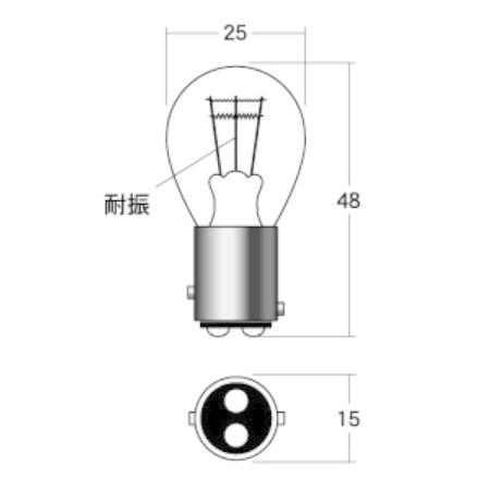 M＆H バイク ウィンカー・テール球 A3410H 12V23/8W BAY12D 2個入りパック｜partsdirect