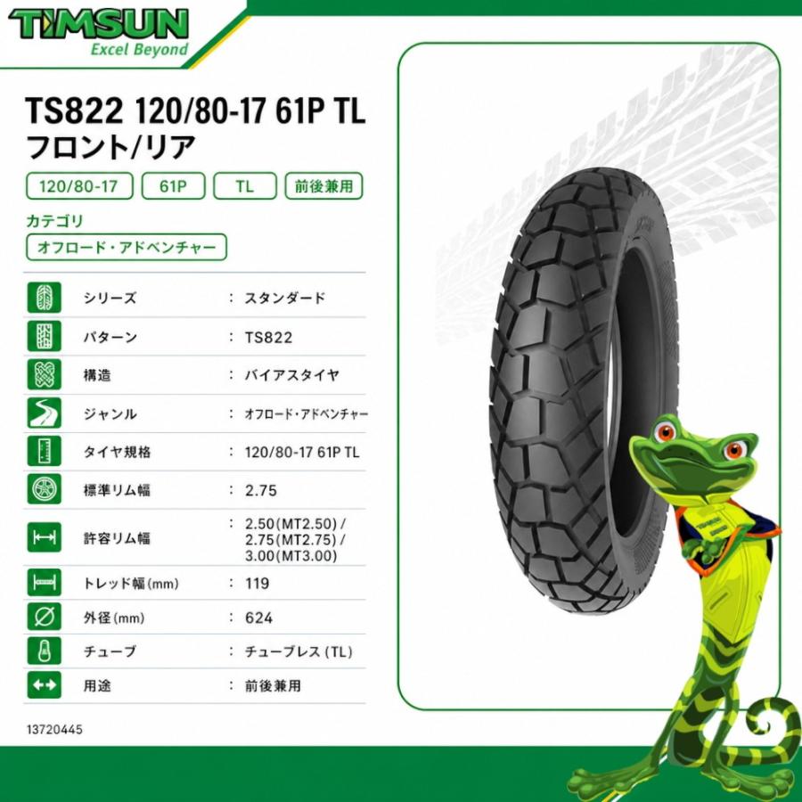 TIMSUN(ティムソン) TS822 120/80-17 61P TL フロント/リア TS-822