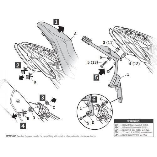 SHAD(シャッド) 3Pシステムフィッティングキット BMW G310GS/R(17-25