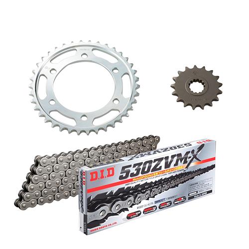 DID(大同工業) チェーン&前後スプロケット スチール 3点交換セット