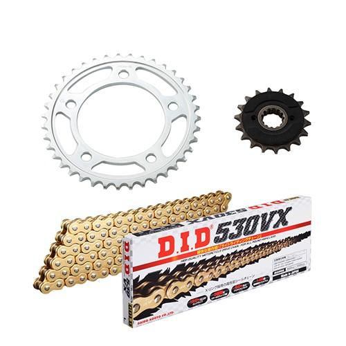 DID(大同工業) チェーン&前後スプロケット ゴールド 3点交換セット