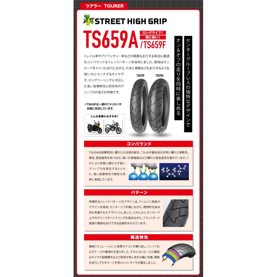 TIMSUN(ティムソン) ストリートハイグリップ TS659A 90/90-17 49P TL
