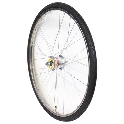 【前後タイヤ・チューブ新品！】LEDダイナモ　内装3段　26インチ自転車　オフホワイト 自転車 260 軽快LED ホワイト 26インチ 変速機なし 福栄商会 ダイナモ