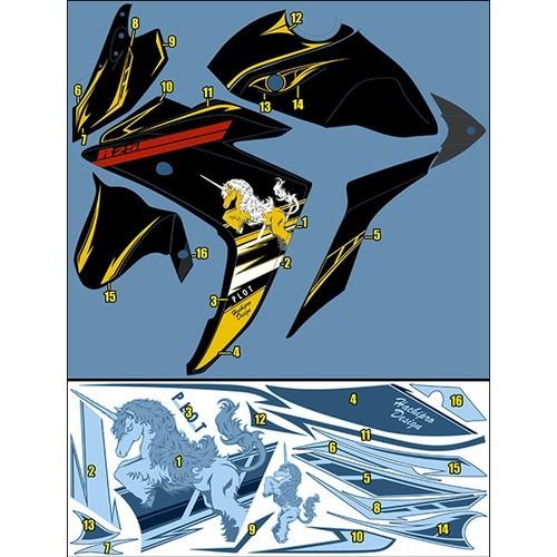 PLOT(プロト) デカールキットユニコーンAブラック&イエロー YZF-R3/R25